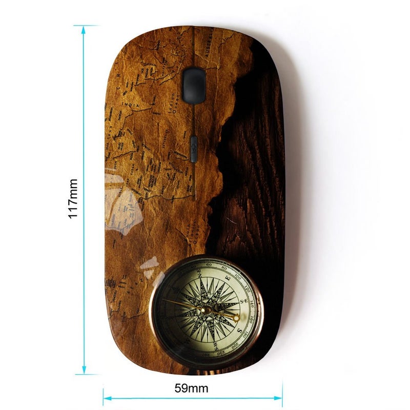 KOOLmouse [ Optical 2.4G Wireless Mouse [ Compass Map Ancient Brown Travel History ] - Image 2